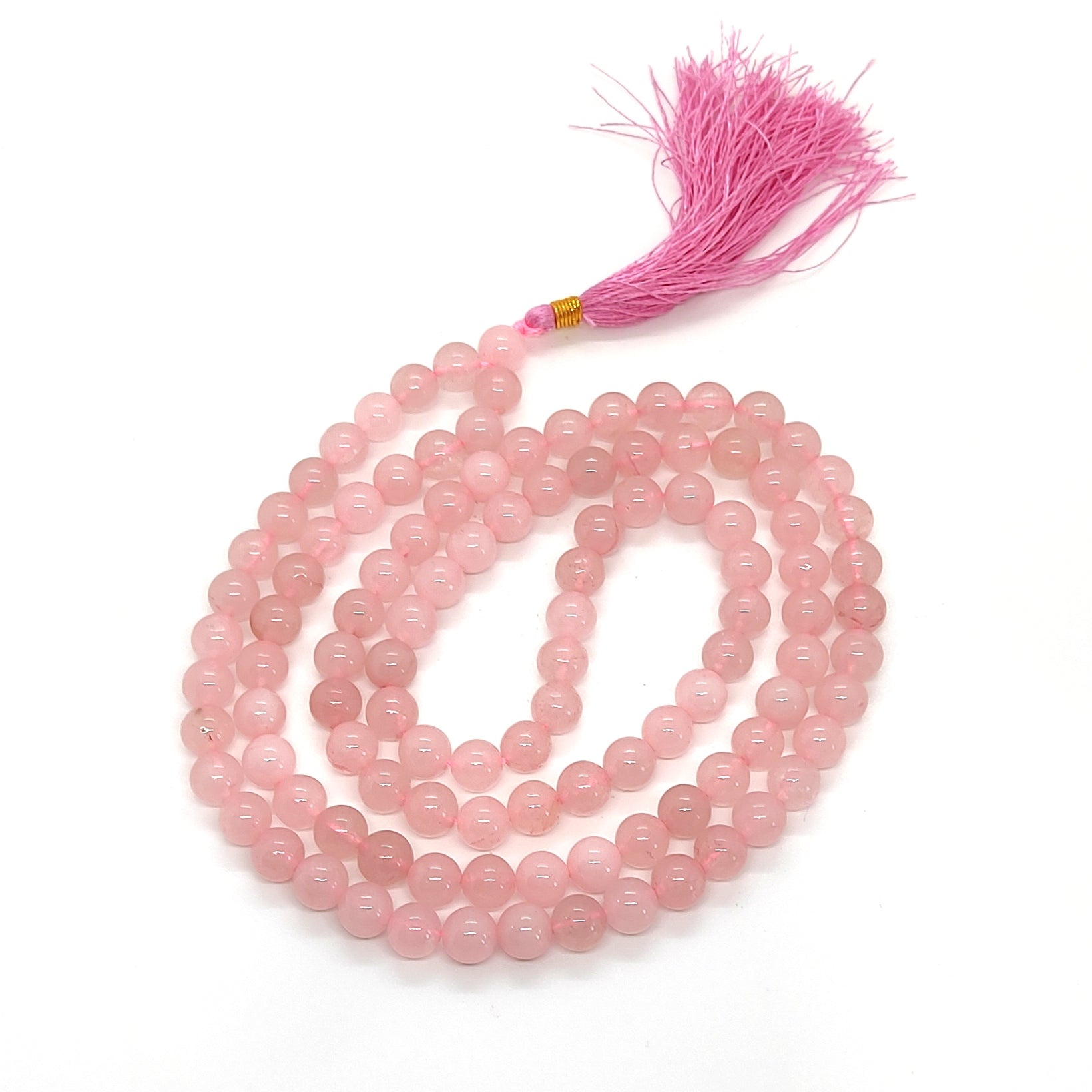 Rose Quartz Natural Certified 108+1 Beads Japa Mala | Love & Healing Crystal Mala
